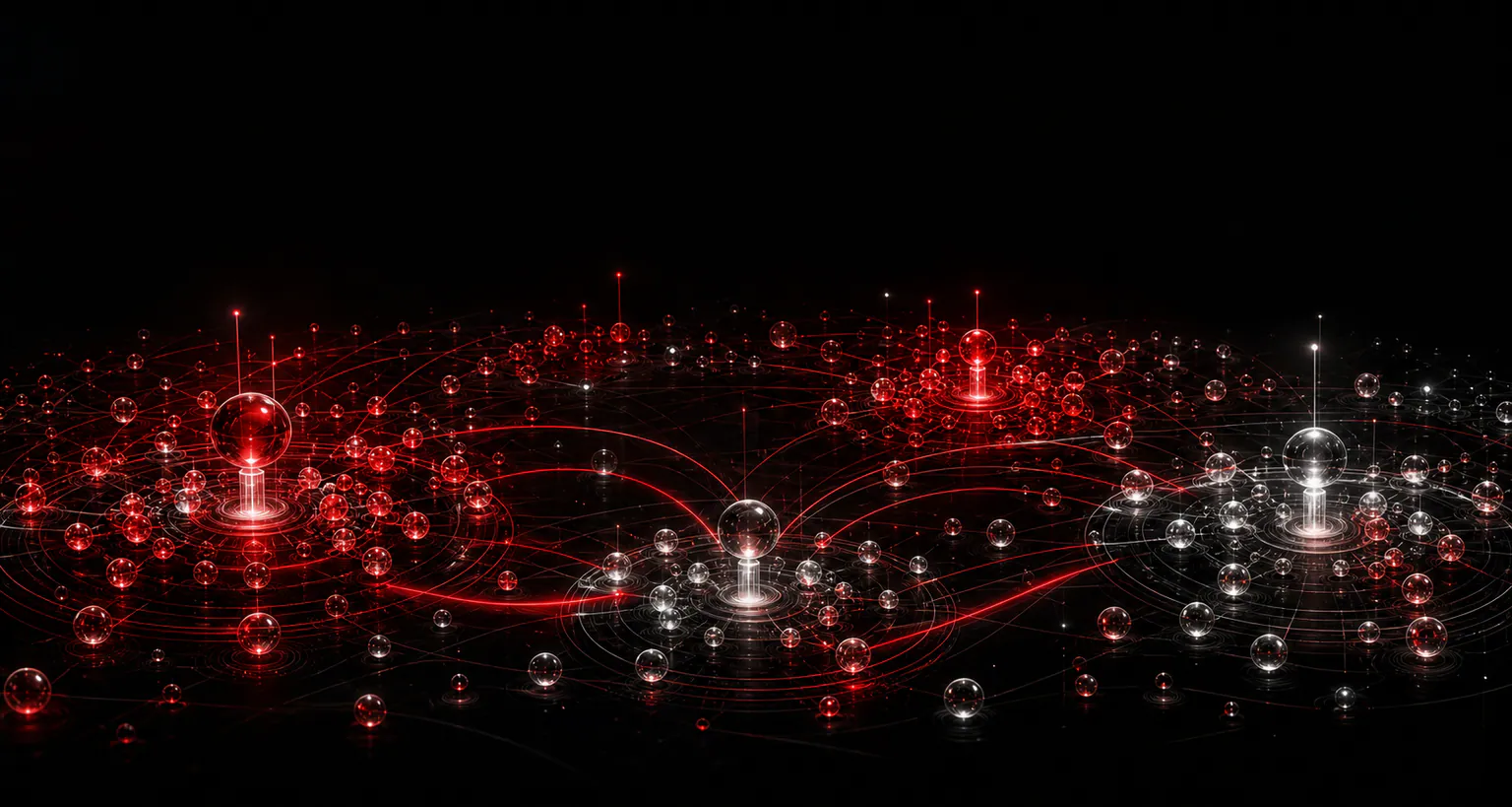 An abstract global creator network formed by luminous nodes and connections
